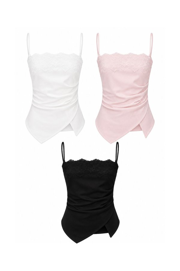 *PREORDER* Romy Lace Trimming Ruched Top