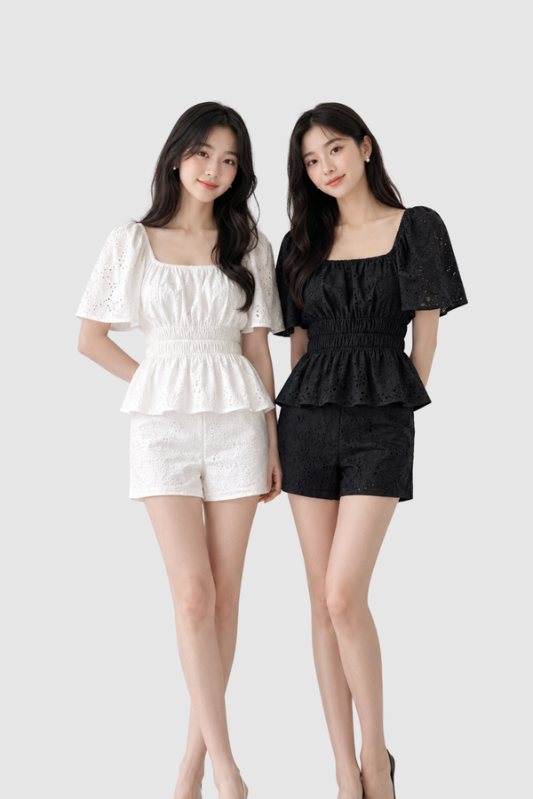Soria Eyelet Cotton Sleeve Top