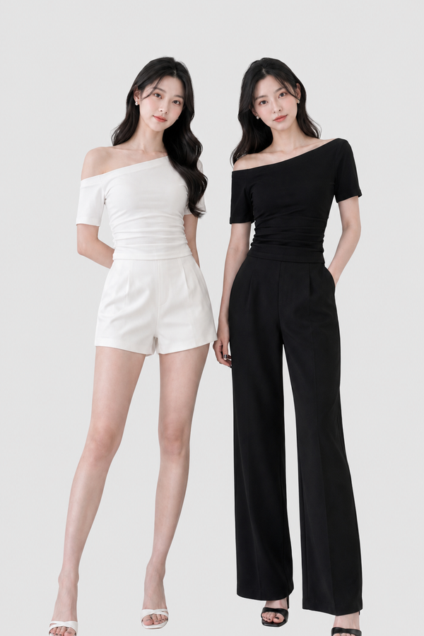 *PREORDER* (BARE/TENCEL) Tara Asymmetrical Ruched Top