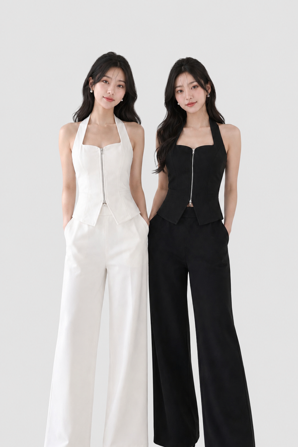 *PREORDER* (STATEMENT LUXE) Tracy Double Zip Halter Top