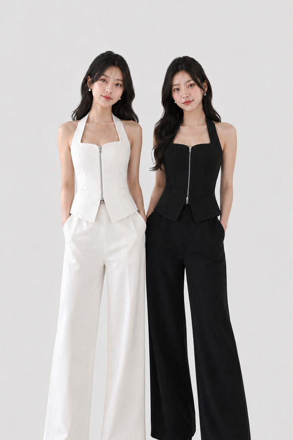 (STATEMENT LUXE) Tracy Double Zip Halter Top