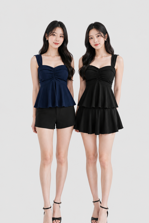 (BARE/TENCEL) Verna Babydoll Strap Top