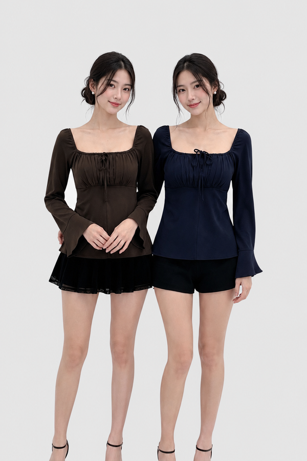 Vina Ruched Long Sleeve Top