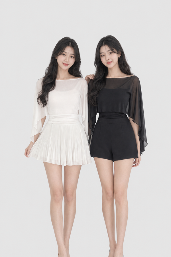 (BARE/TENCEL) Wina Overlap Mesh Top