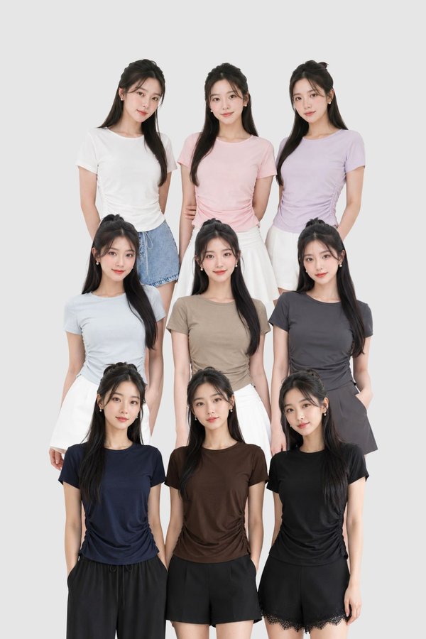 (BARE/TENCEL) Yara Ruched Baby Tee
