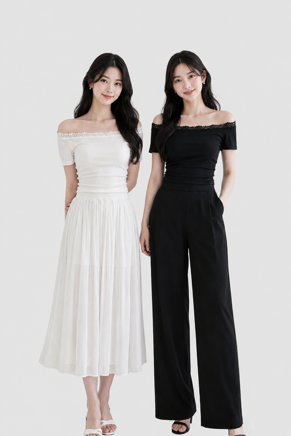 *PREORDER* (BARE/TENCEL) Zara Lace Trimming Sleeve Top