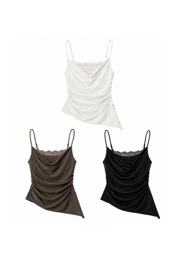 *PREORDER* (BARE/TENCEL) Zia Lace Cowl Neck Top