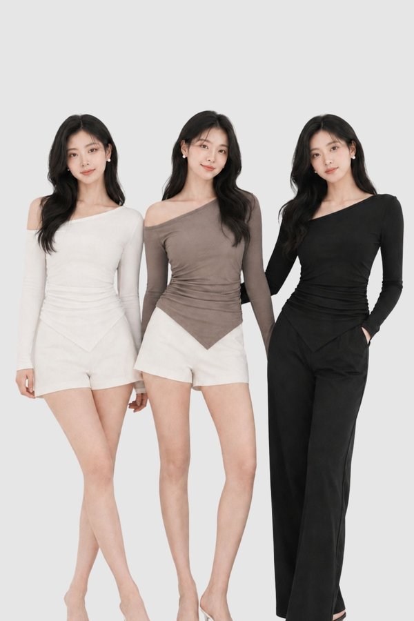 (BARE/TENCEL) Ariel Side Slit Long Sleeve Top