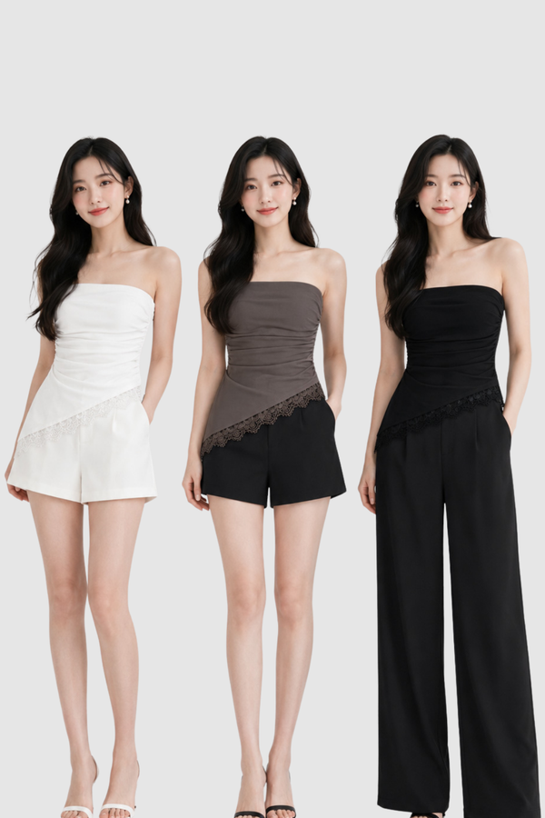 *PREORDER* (BARE/TENCEL) Arielle Lace Ruched Top