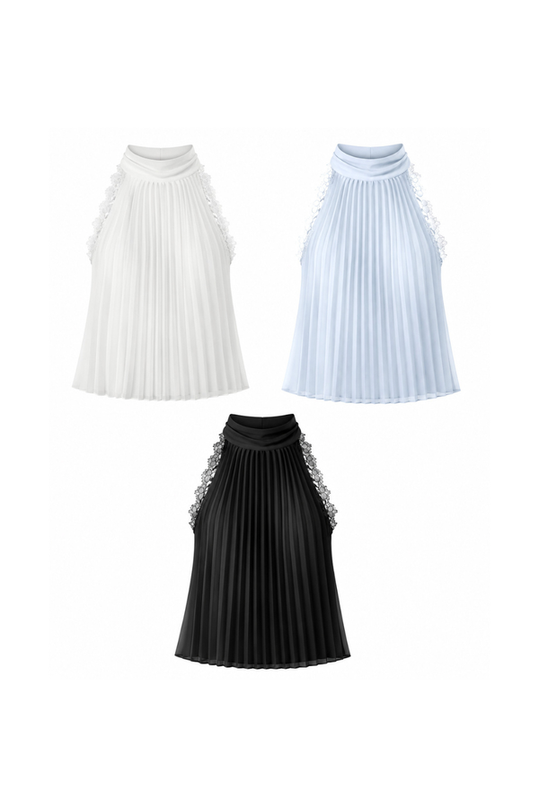 *PREORDER* (PREMIUM ICE MESH) Cece Pleated Halter Top