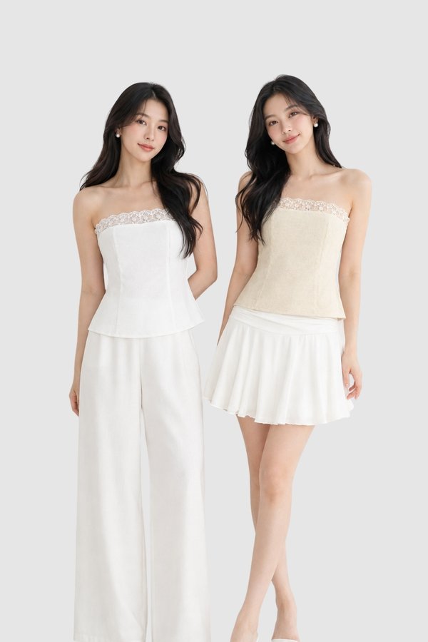*PREORDER* Covey Lace Trimming Linen Top