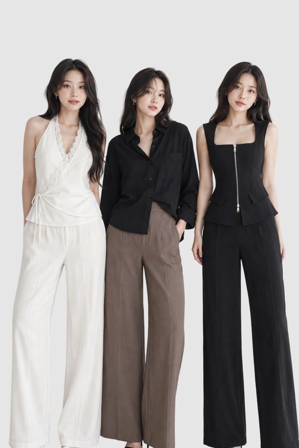 *REGULAR* Fina Front Clasp Linen Pants