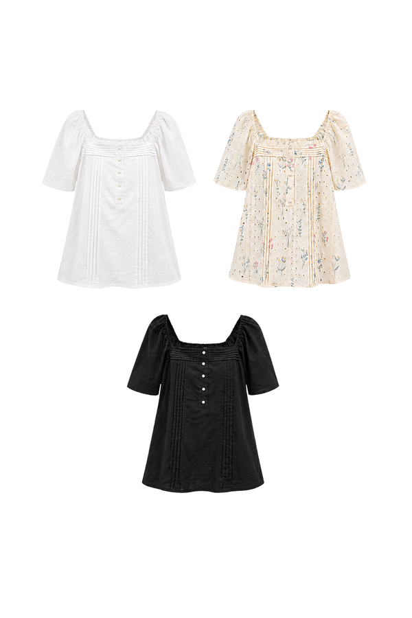 *PREORDER* Gigi Eyelet Pintuck Sleeve Top