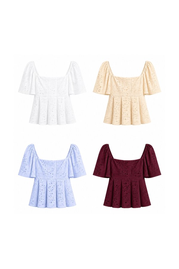 Isla Eyelet Cotton Babydoll Sleeve Top