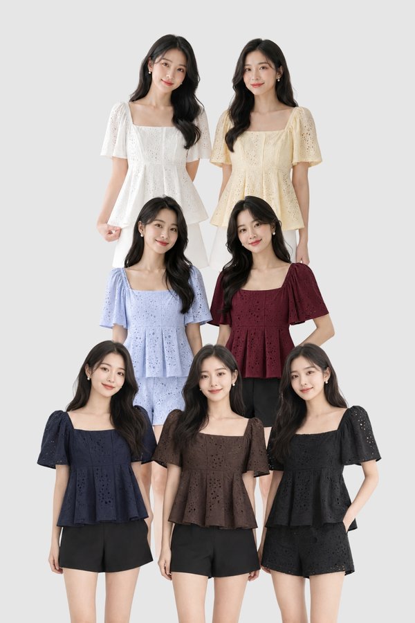 Isla Eyelet Cotton Babydoll Sleeve Top