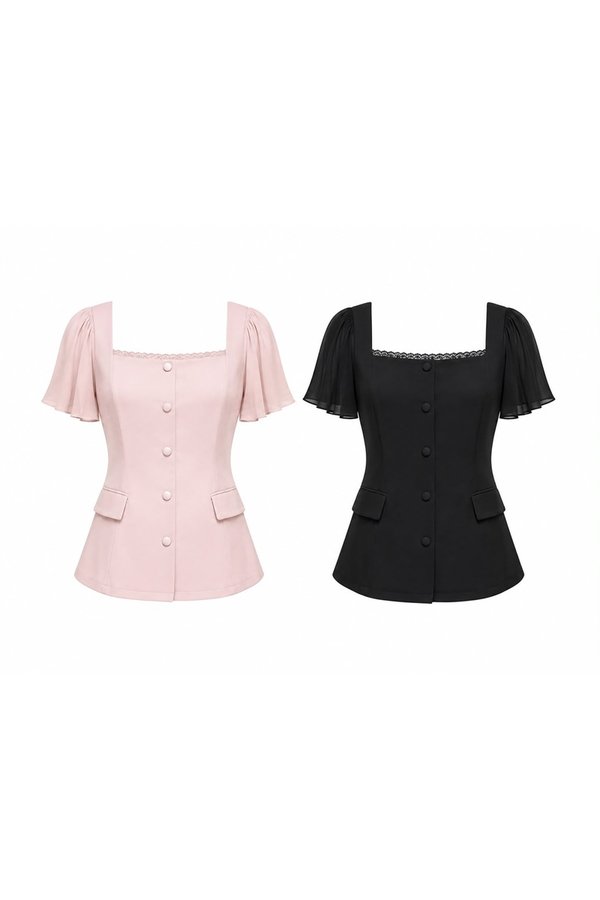 *PREORDER* Juna Faux Button Top with Sleeve