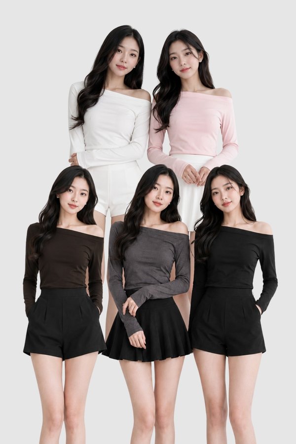 (BARE/TENCEL) Mel Off Shoulder Long Sleeve Top