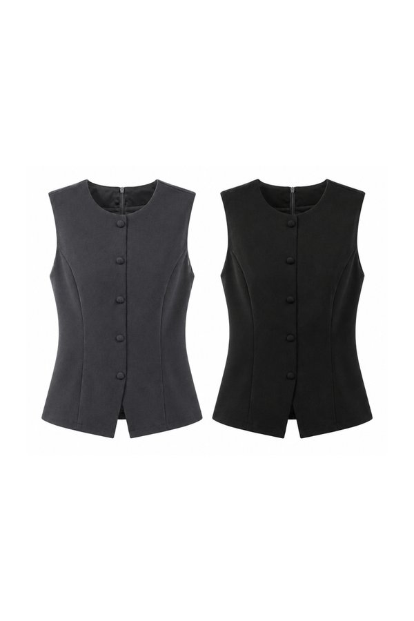 Rena Faux Button Long Line Top