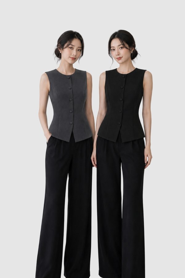 Rena Faux Button Long Line Top
