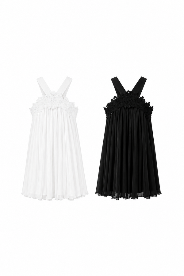 *PREORDER* (PREMIUM ICE MESH) Seraphine Embroidered Halter Dress