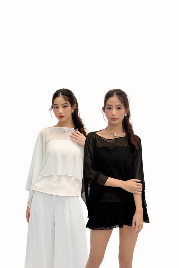 Vini Confidence Crop Mesh Veil in White & Black