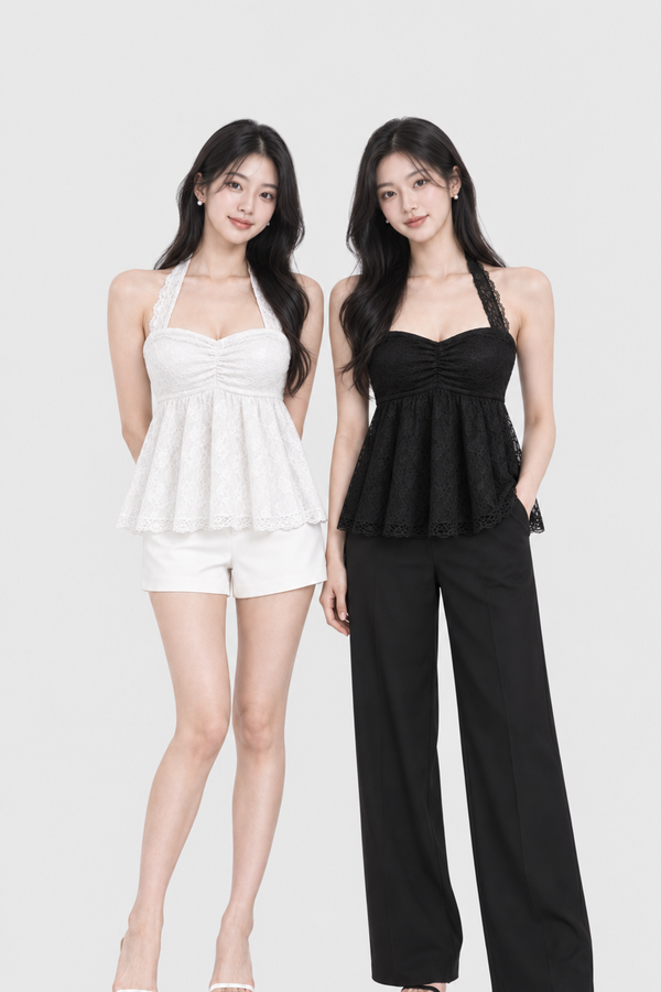 *PREORDER* Belle Babydoll Lace Halter Top