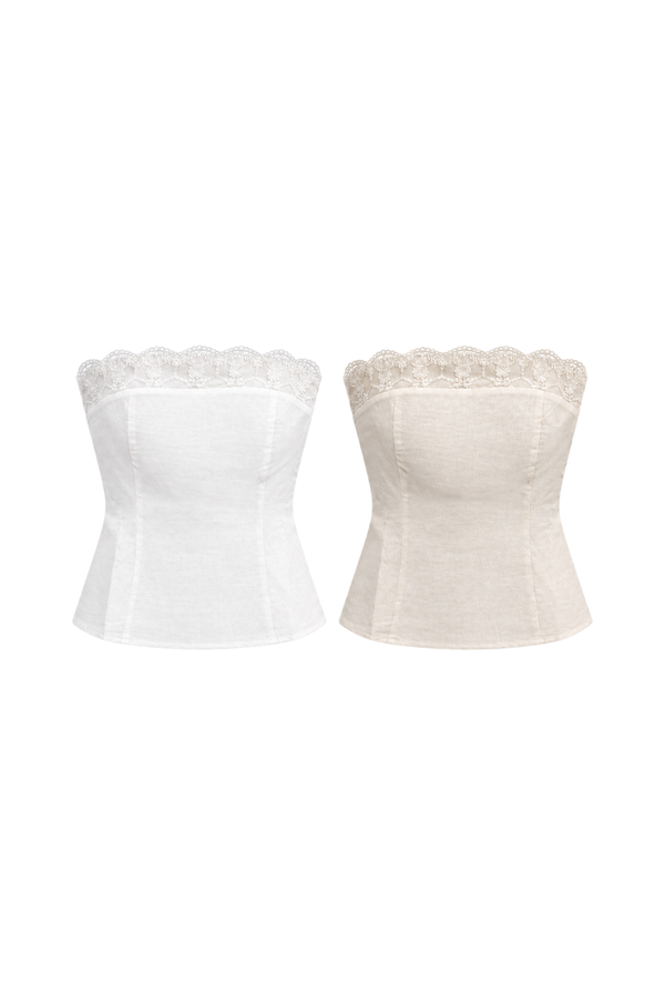 Covey Lace Trimming Linen Top