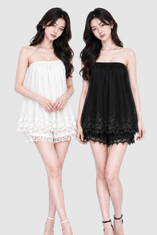 *PREORDER* (PREMIUM ICE MESH) Daphne Lace Hem Babydoll Top