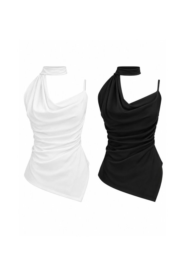 *PREORDER* Glyn Asymmetrical Drape Ruched Top
