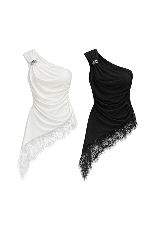 *PREORDER* (BARE/TENCEL) Nara V2 Toga Ruched Lace Hem Top