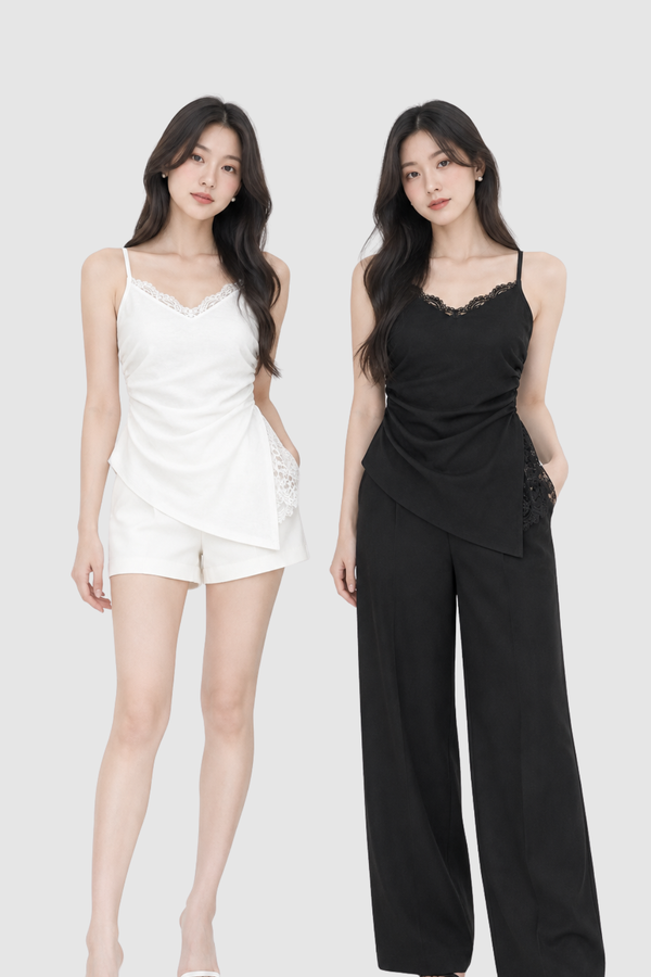 *PREORDER* Rosie Asymmetrical Lace Linen Top