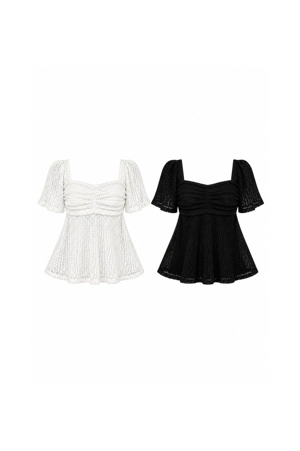 *PREORDER* Trix Knit Crochet Babydoll Sleeve Top