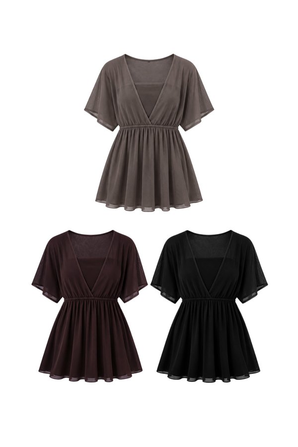 *PREORDER* (PREMIUM ICE MESH) Willa Babydoll Sleeve Top