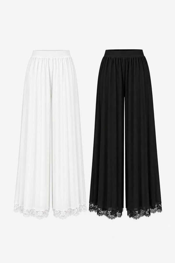 *PREORDER* *REGULAR* (PREMIUM ICE MESH) Cece Pleated Mesh Lace Pants
