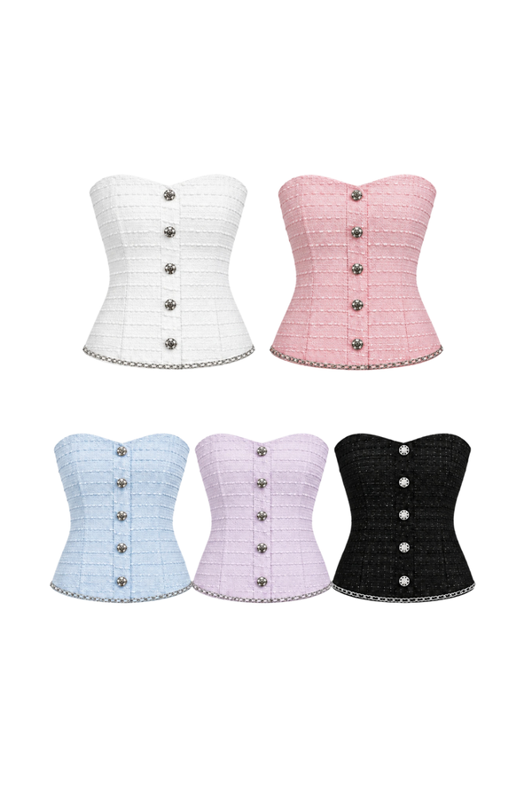 Anastasia Sweetheart Neckline Tweed Tube Top