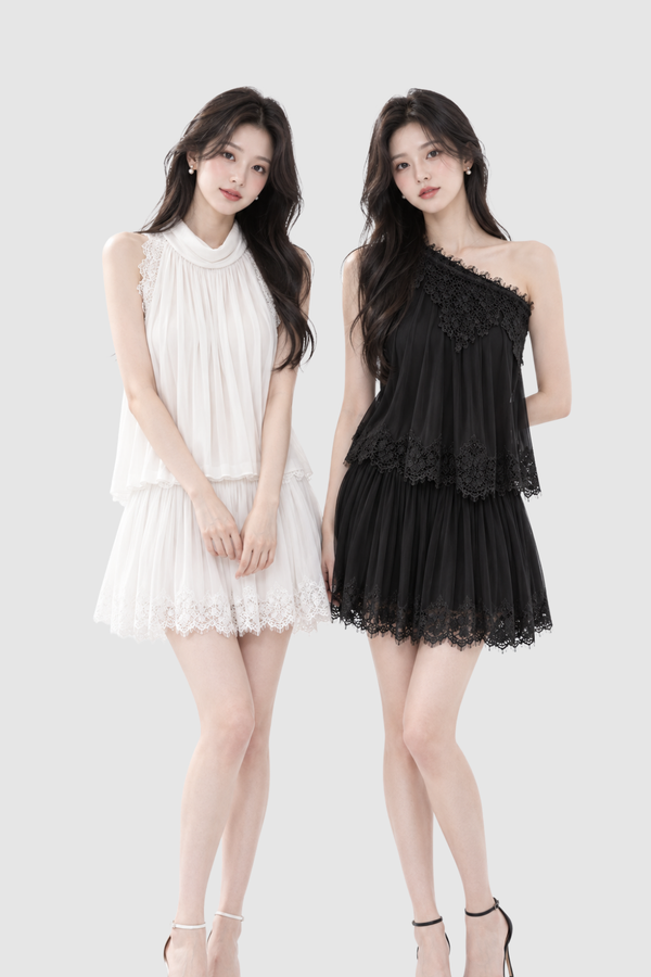 *PREORDER* (PREMIUM ICE MESH) Cece Pleated Mesh Lace Skorts