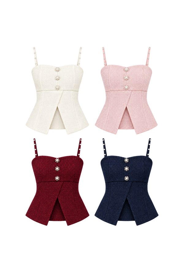 Cristabelle Tweed Sweetheart Neckline Top