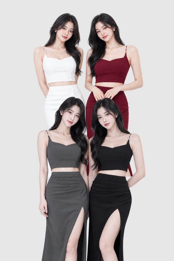 Dahlia Ruched Side Slit Midi Skirt