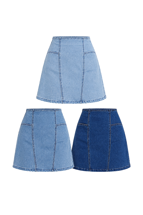 *PETITE* Eleanor Front Pocket Denim Skorts