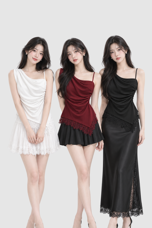 *PREORDER* Glyn V2 Asymmetrical Drape Lace Top