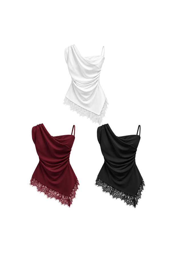 *PREORDER* Glyn V2 Asymmetrical Drape Lace Top