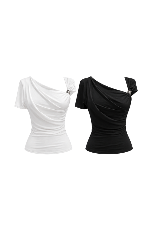 *PREORDER* (BARE/TENCEL) Jia Asymmetrical Drape Sleeve Top