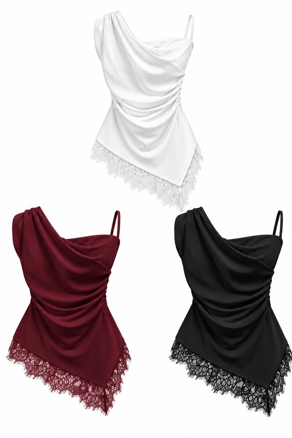 *PREORDER* Glyn V2 Asymmetrical Drape Lace Top
