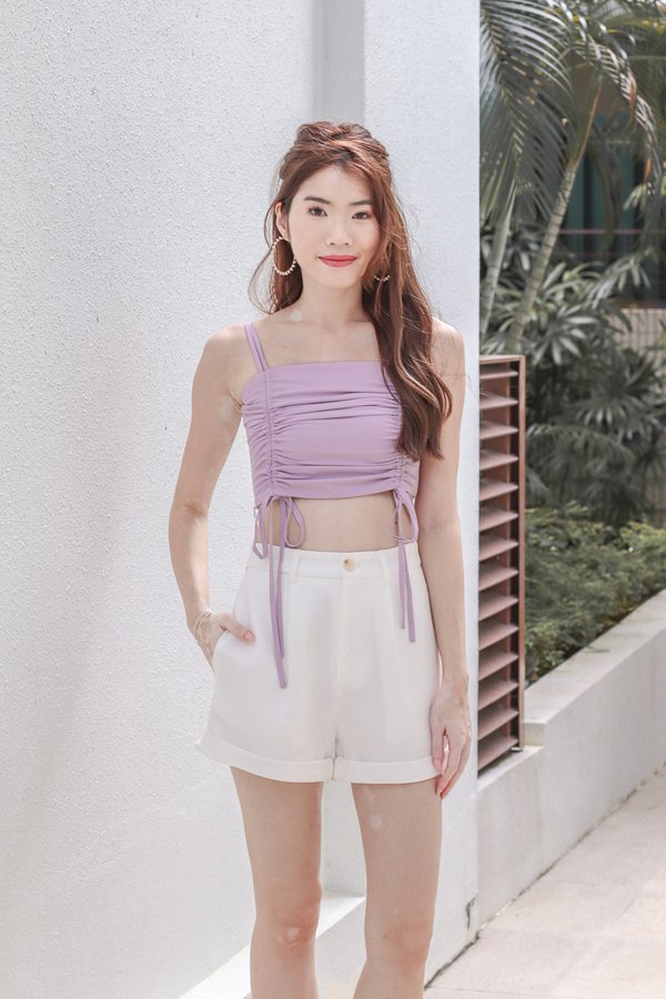 Hashy Ruched Crop Top in Lilac