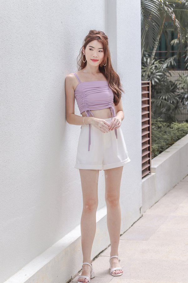 Hashy Ruched Crop Top in Lilac