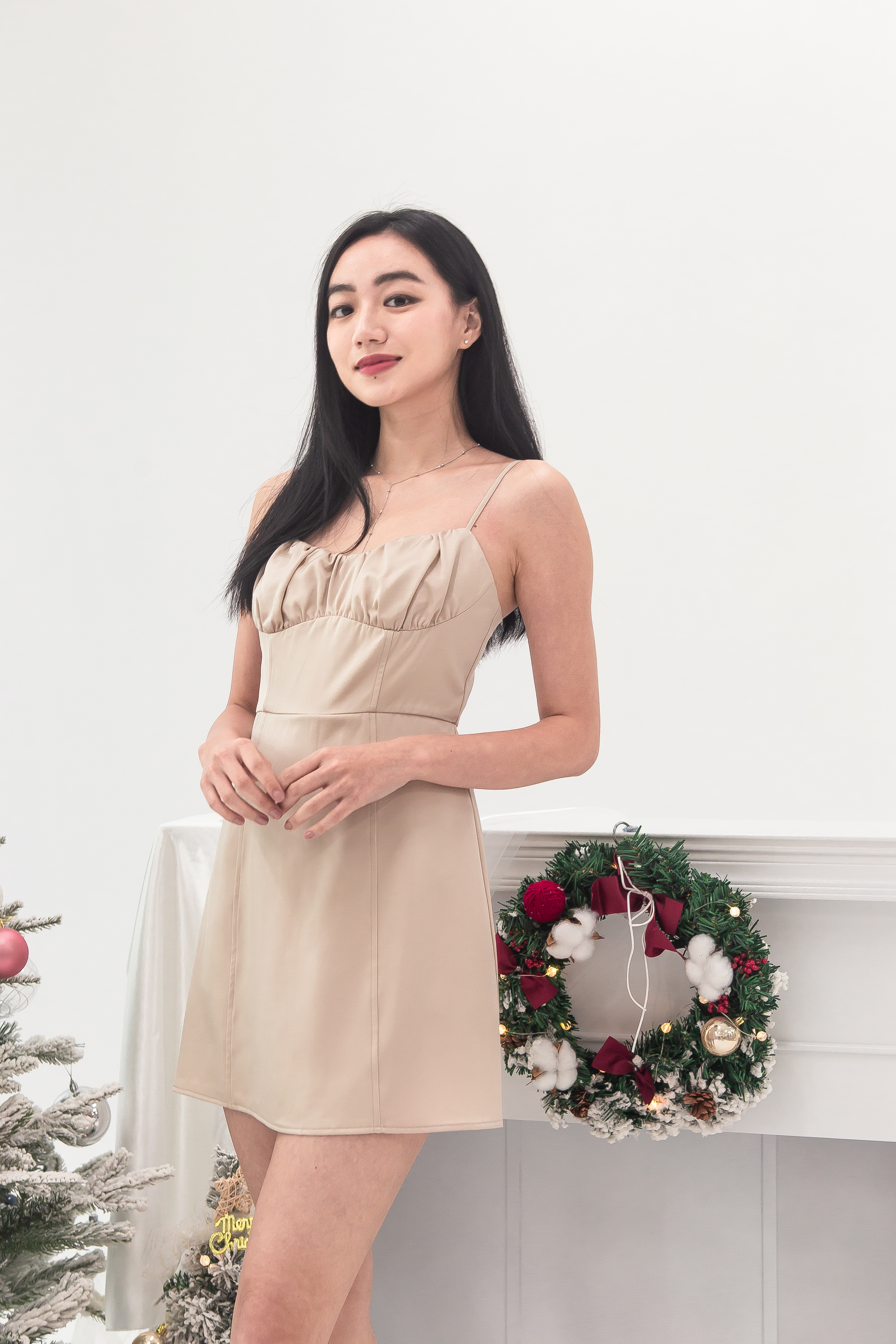 Ingrid Beige Mini Slip Dress – Beginning Boutique US