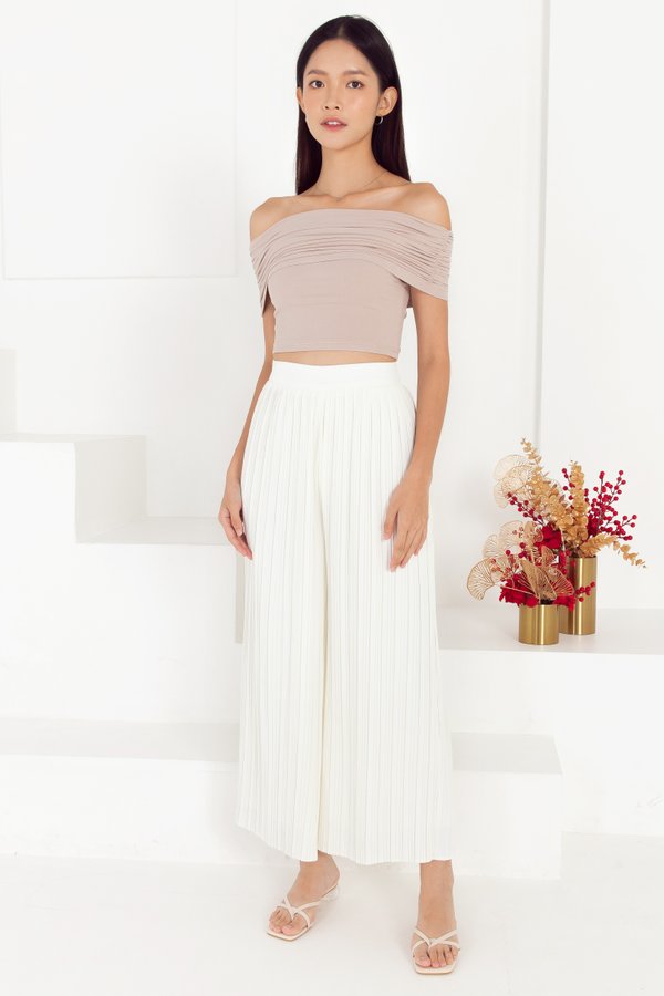 Kai Pleated Long Pants in White