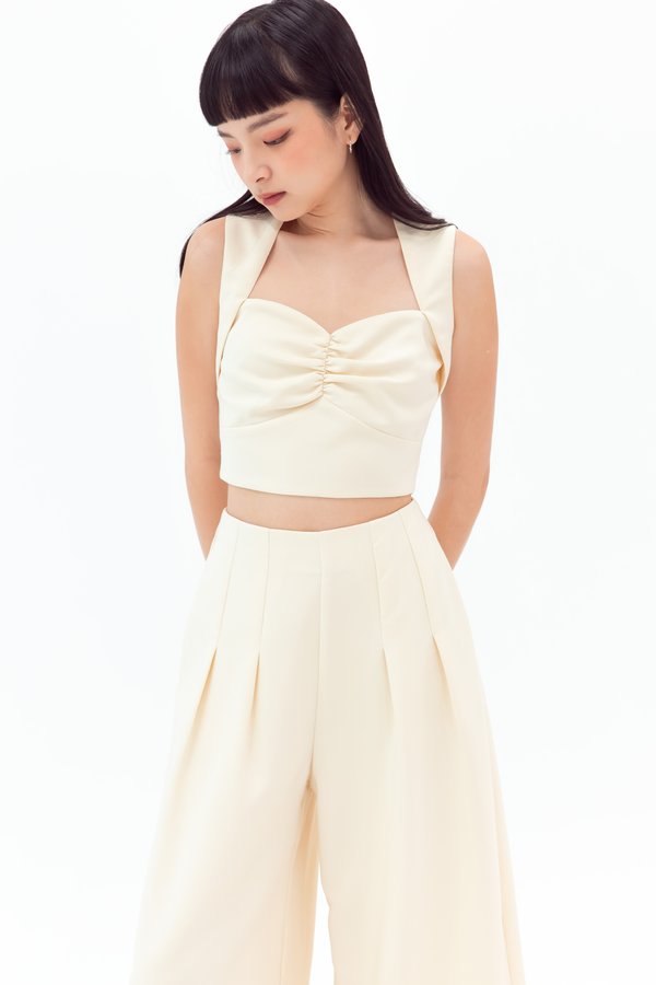 Lena Sweetheart Top in Pale Yellow